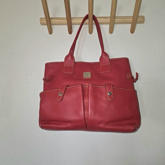 Dooney & Bourke June Bag Red Leather Tote Large R376C Pockets - Picture 4 of 16